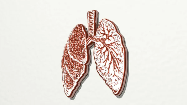 人体肺3D绘图图标 背景和概念的3D图解 — 图库照片