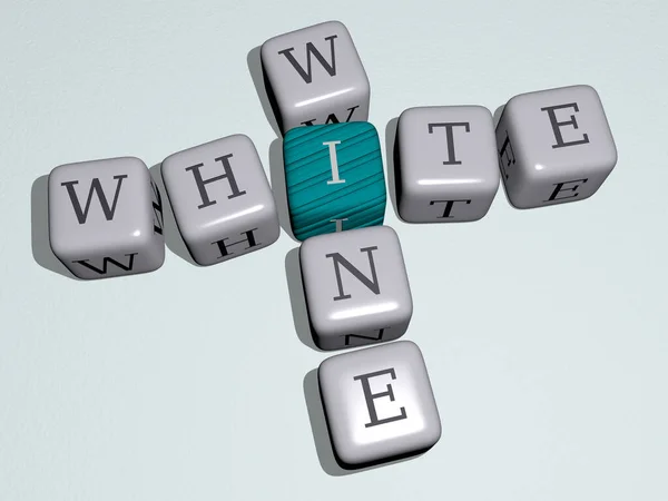 用三次骰子字母表示的白葡萄酒纵横填字游戏 背景和孤立的3D插图 — 图库照片