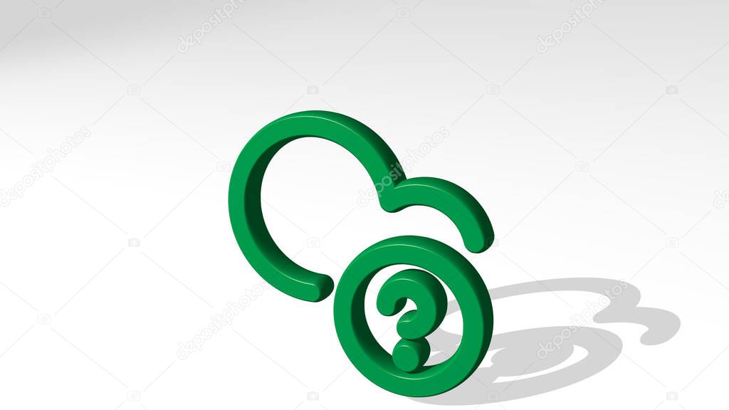 CLOUD QUESTION 3D icon casting shadow - 3D illustration for background and blue