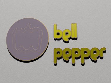 BELL PEPPER icon and text on the wall - 3D illustration for church and background