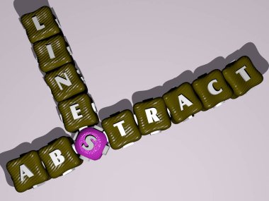 Renkli kübik harflerden oluşan ABSTRACT LINES çapraz bulmacası - arkaplan ve tasarım için 3D illüstrasyon