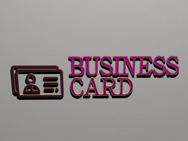 Duvardaki kartvizit simgesi ve metin - arkaplan ve konsept için 3B illüstrasyon