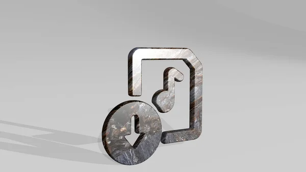 audio file download 3D icon standing on the floor - 3D illustration for background and music