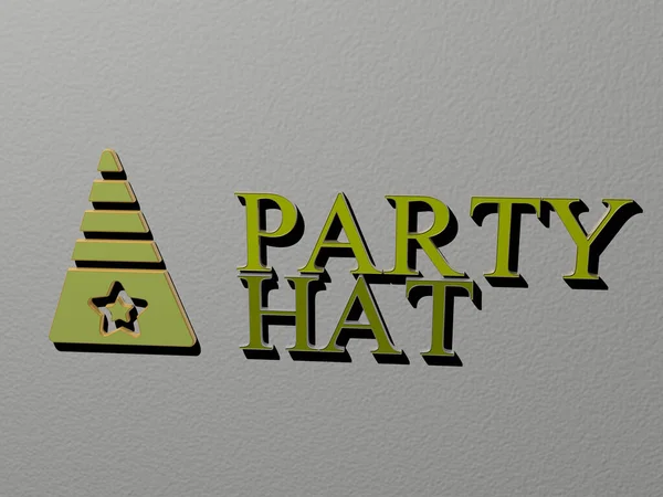 Party Hat Icoon Tekst Muur Illustratie Voor Achtergrond Viering — Stockfoto