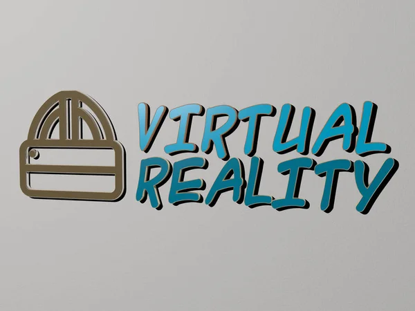 Virtual Reality Icon Und Text Der Wand Illustration Für Konzept — Stockfoto