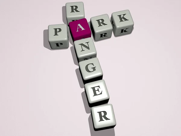 park ranger crossword by cubic dice letters - 3D illustration for beautiful and national