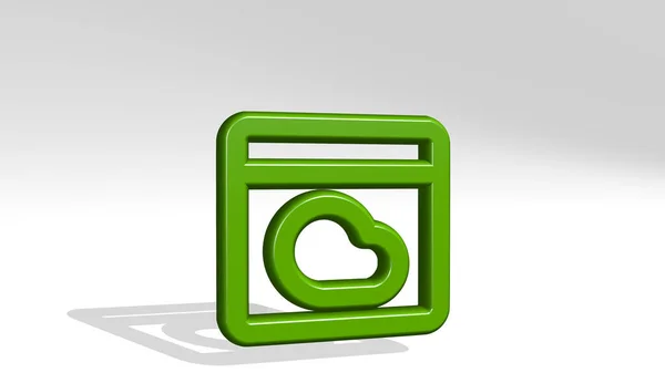 App Window Cloud Ikon Casting Árnyék Illusztráció Tervezés Háttér — Stock Fotó