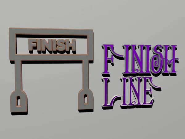 Finish Line Ikona Tekst Ścianie Ilustracja Tła Konkurencji — Zdjęcie stockowe