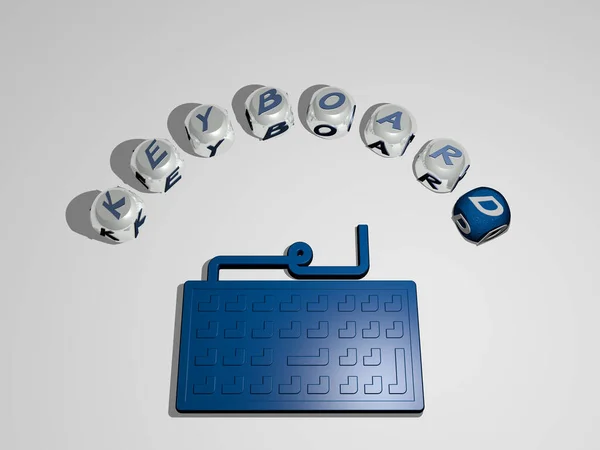 컴퓨터와 비즈니스용 일러스트 제곱미터 크기의 글자로 둘러싸인 키보드 아이콘 — 스톡 사진