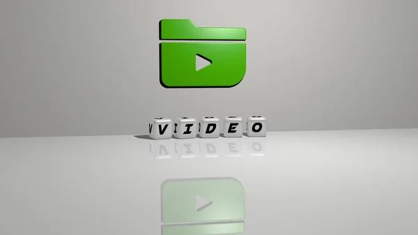 Video Tekst Van Kubieke Dobbelstenen Letters Vloer Icoon Muur Illustratie — Stockfoto