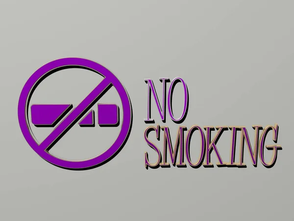 壁には禁煙アイコンとテキスト 背景とタバコのための3Dイラスト — ストック写真