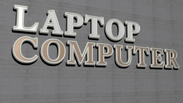 LAPTOP COMPUTER text on textured wall - 3D illustration for business and concept