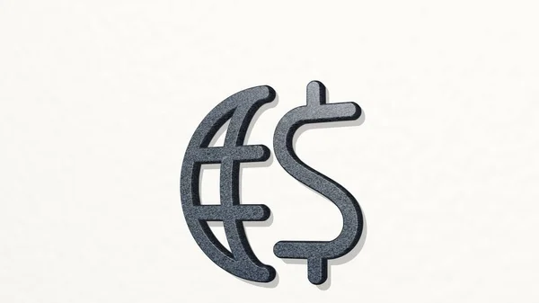 Διεθνές Νόμισμα Δολάριο Εικονίδιο Στον Τοίχο Εικονογράφηση Για Τις Επιχειρήσεις — Φωτογραφία Αρχείου