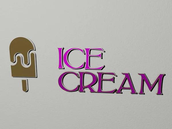 Ice Cream Icon Text Wall Illustration Background Cold — Stock Photo, Image