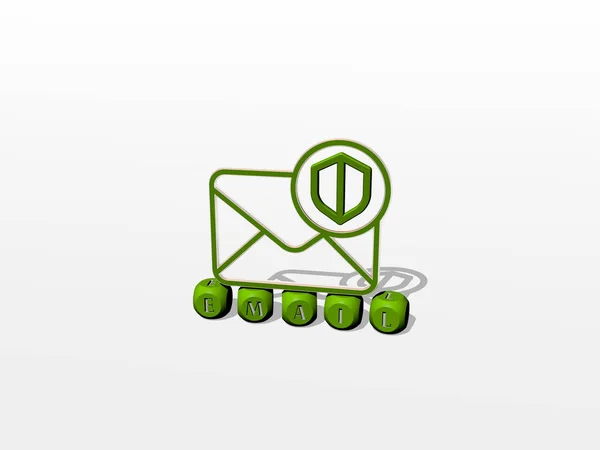 Email Kubikbokstäver Med Ikon Toppen Illustration För Företag Och Kommunikation — Stockfoto