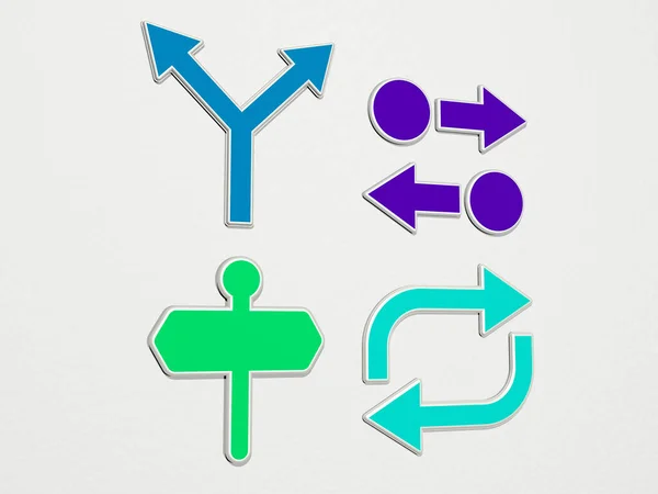 direction arrows 4 icons set - 3D illustration