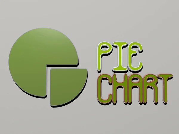 Ícone Pie Chart Texto Parede Ilustração Para Fundo Bolo — Fotografia de Stock