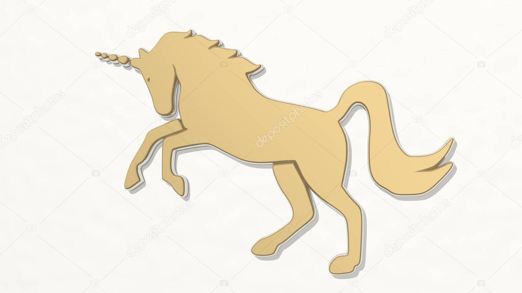 horse 3D drawing icon - 3D illustration for animal and background