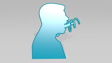 ANGRY MAN bağıran 3D simge döküm gölge - arkaplan ve çizgi film için 3D illüstrasyon