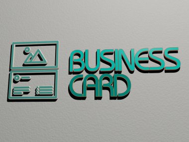 Duvardaki kartvizit simgesi ve metin - arkaplan ve konsept için 3B illüstrasyon