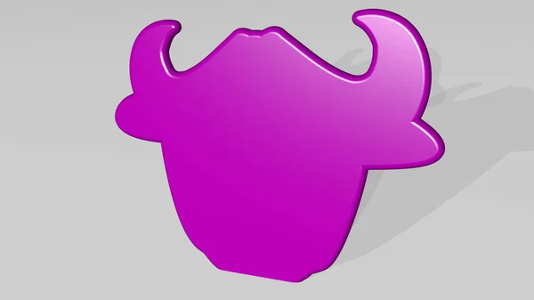 Kuhkopf Mit Hörnern Symbol Das Schatten Wirft Illustration Für Tier — Stockfoto