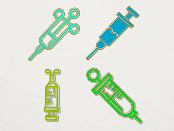 Syringe Icons Set Illustration Background Medical — Stock Photo, Image