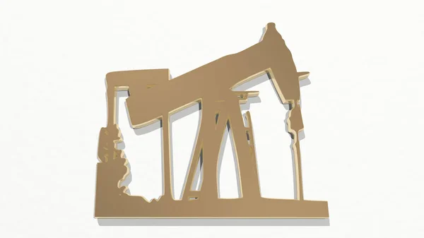 石油驱油站点3D绘图图标 背景和抽象的3D插图 — 图库照片