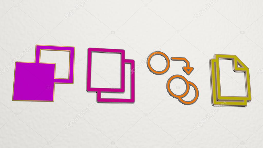 copy 4 icons set - 3D illustration for background and space