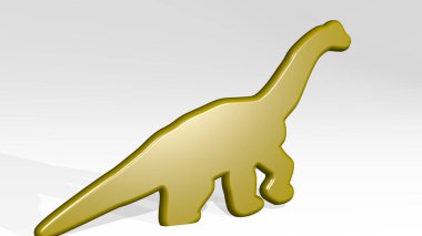 DINOSAUR 3D simge döküm gölge - hayvan ve arkaplan için 3D illüstrasyon