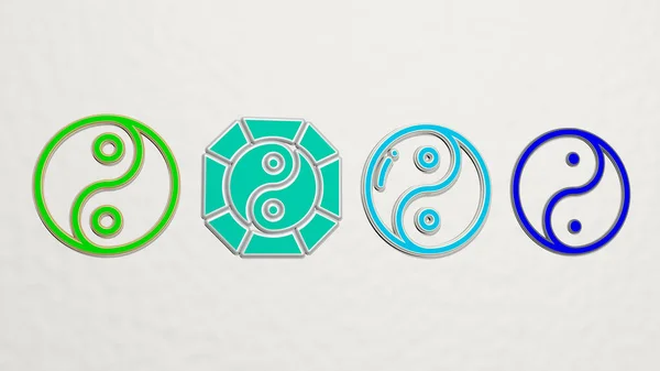 Conjunto Iconos Yin Yang Ilustración — Foto de Stock