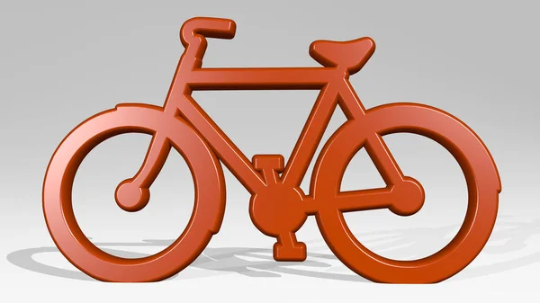 Bπ3D图标渲染阴影 自行车和背景的3D插图 — 图库照片