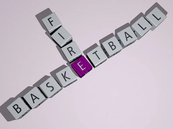 Basketball Fire Kruiswoordraadsel Door Kubieke Dobbelstenen Letters Illustratie Voor Achtergrond — Stockfoto