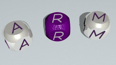 Kübik zar harflerinin ARM eğimli metni - arkaplan ve el için 3D illüstrasyon