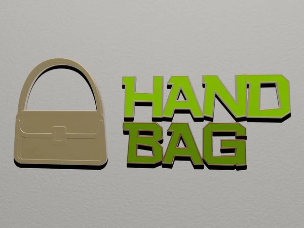 배경과 그림을 삽화에 Hand Bag 아이콘과 텍스트 — 스톡 사진