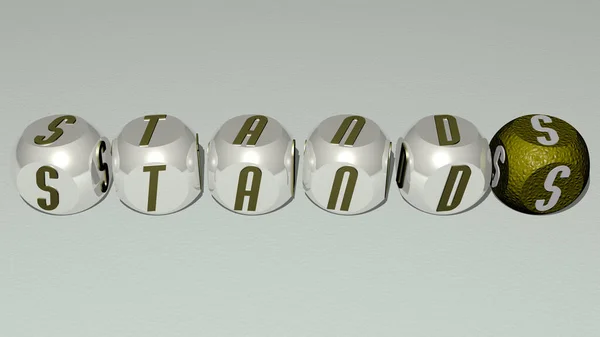 立方ダイス文字によるスタンドテキスト 背景と美しいための3Dイラスト — ストック写真