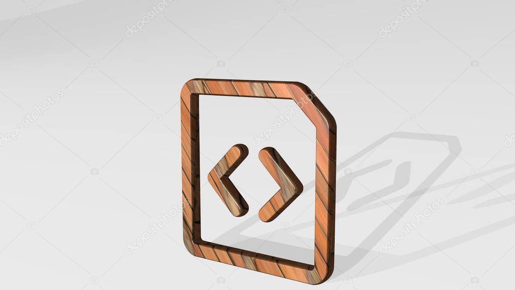 file code 3D icon standing on the floor - 3D illustration for background and business