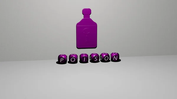 Poison Εικονίδιο Στον Τοίχο Και Κείμενο Κυβικά Αλφάβητα Στο Πάτωμα — Φωτογραφία Αρχείου