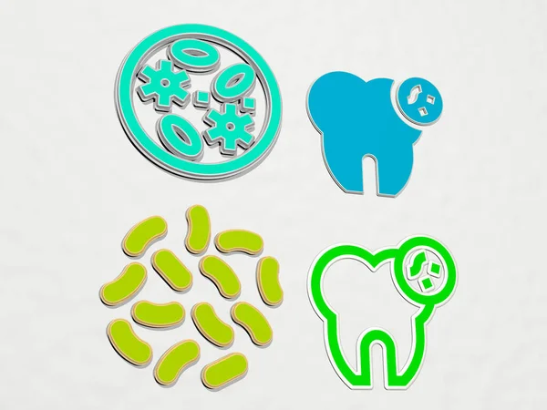 Bakterier Ikoner Set Illustration För Bakgrund Och Biologi — Stockfoto