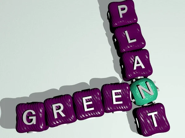 Palavras Cruzadas Plantas Verdes Letras Cúbicas Coloridas Ilustração Para Fundo — Fotografia de Stock