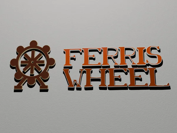 Ferris Wheel Symbol Und Text Der Wand Illustration Für Vergnügen — Stockfoto