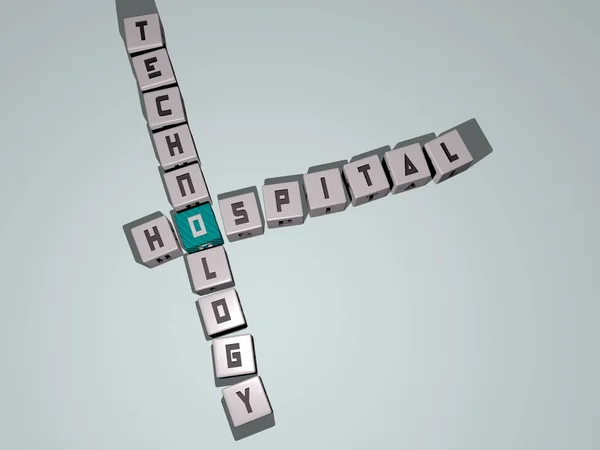 Kórházi Technológia Keresztrejtvény Kocka Betűkkel Illusztráció Orvosi Ápolási — Stock Fotó
