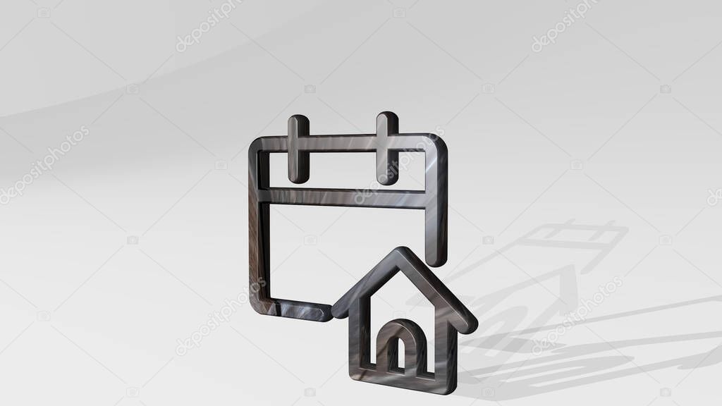 calendar home 3D icon standing on the floor - 3D illustration for background and design