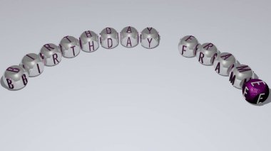 birthday frame text of dice letters with curvature - 3D illustration for background and celebration clipart