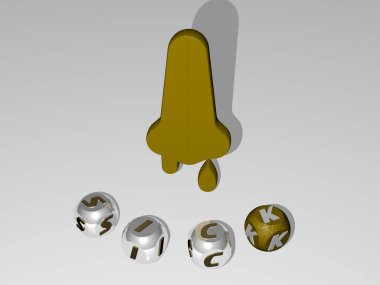 3D simge etrafında hasta yuvarlak harfler - bakım ve kadın için 3D illüstrasyon