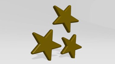 STARS 3D simge döküm gölgesi - arkaplan ve soyut için 3B illüstrasyon