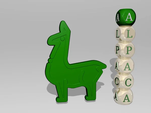 Alpaca Symbol Neben Dem Vertikalen Text Einzelner Buchstaben Illustration Für — Stockfoto