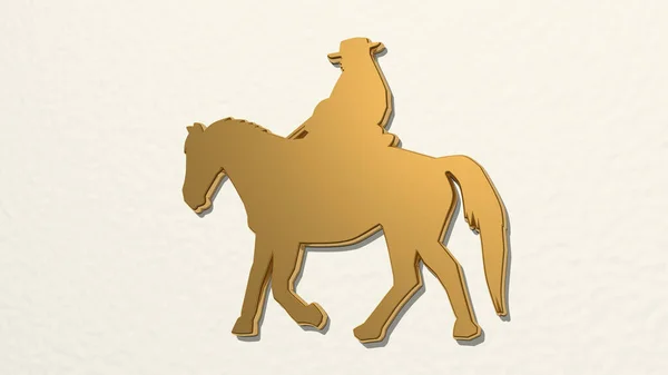 Man Riddding Horse Tekening Pictogram Illustratie Voor Dier Achtergrond — Stockfoto