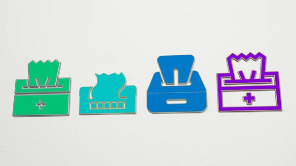 Tissue Box Icons Set Illustration — Stock Photo, Image