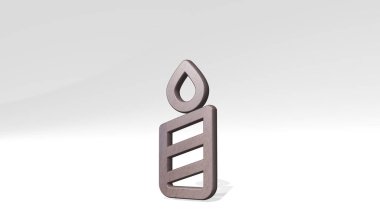 Yılbaşı mumu zeminde duran 3D ikon - arka plan ve kutlama için 3D illüstrasyon