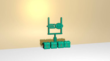 Konseptin ilgili anlamları ve iş ve arkaplan sunumları için metalik zar harfleri tarafından yapılan hedef grafikleri ve metnin 3B çizimi